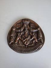 plaque Ancienne En Métal Armoirie royal Belge" L'Union Fait La Belgique empire 