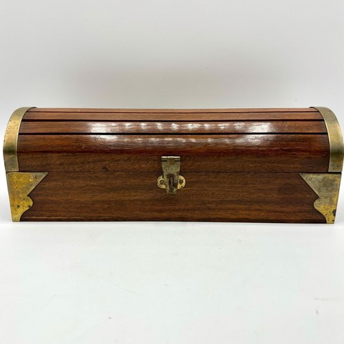 Ancien plumier bois teck - bois,
