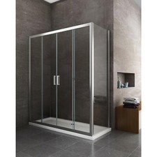 Cabine de douche 6 mm avec un mur fixe et quatre portes avec overture centrale 