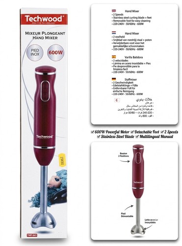 Mixeur plongeant techwood 600w - plongeant,