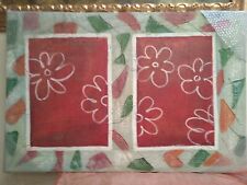 Carré Peinte à la Main Huile sur Toile Fleurs Déco Moderne 60x90 CM avec Cadre