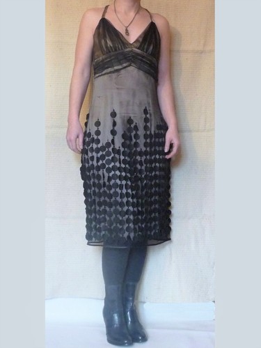 Robe soie beige avec - robe,