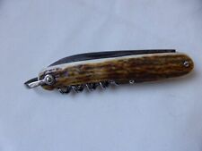 Antique folding knife 3 pieces deer wood J.A HENCKELS Solingen GERMANY