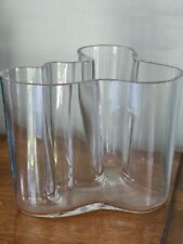 EARLY Alvar Aalto Wavy Clear Art Glass Vase LARGE  Iittala Finland hand signed