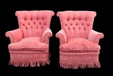 Paire Anciens Fauteuils Crapaud Dossier Capitonné Salon Ancien