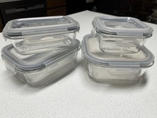 Tahari Glass Food Storage Containers with Airtight Lids  - Set of 4