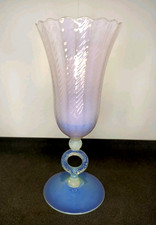 Antique blue and pink opalescent molded glass vase.