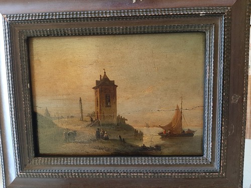 Huile sur panneau scène - , de