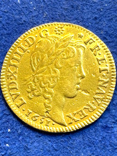 LOUIS XIV  KING  LOUIS D`OR AUX 8 L PORTAIT A LA MECHE LONGUE PARIS 1615