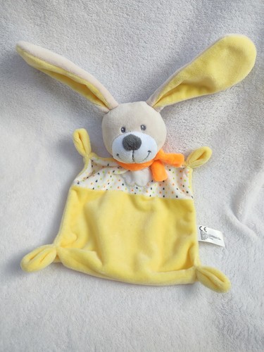 Doudou lapin plat jaune