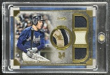 FREDDIE FREEMAN 2019 TOPPS MUSEUM COLL PRIMARY PIECES QUAD GU PATCH GOLD 10/25