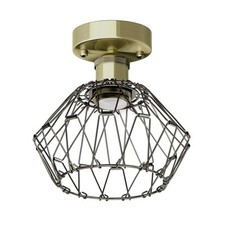 Plafonnier E27 vintage RETRA doré avec abat-jour cage pliable chromé-noir