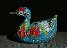 2.6 " Chine cloisonné animal fleur rouge canard oie cygne statue mignonne