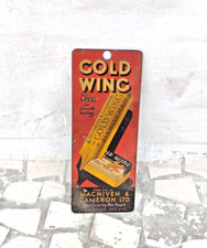 1940 Vintage Gold Wing Fontaine Stylo Nib Publicité Étain Signe Carte Angleterre