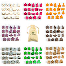 19 Carcassonne Meeple Wooden Figures Toy Figures Wooden Complete Set