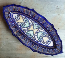 HB QUIMPER GRAND PLAT À POISSON DÉCOR PERLÉ LONGUEUR 50 cm