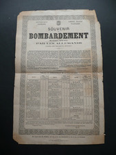 Original document "Souvenir BOMBARDMENT de PARIS (1870-1871) par les GERMANS"