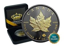 2025 1OZ Silver Canada Maple Leaf 24kt Gold gilded Black Empire ONLY 500pc #229
