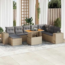Salon de Jardin avec Coussins Meubles Terrasse 9 pcs Résine Tressée vidaXL