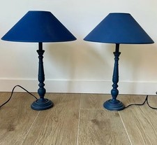 Paire de lampes bois bleu
