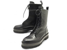 NEUF CHAUSSURES ALAIA RANGERS COMBAT BOOTS P00635018 EN CUIR NOIR 39 SHOES 1090€