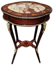 ANTIQUE 1830 EMPIRE NAPOLEON III GUERIDON SIDE TABLE FIGURAL LION BRONZE MARBLE