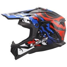 Casque LS2 MX708 Fast II Grotesk blanc brillant bleu rouge