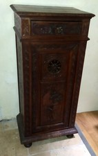 Antique Breton hat box H:130cm label house pulleys wood carved 19th