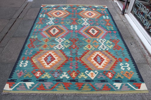 Tapis kilim oriental vert - oriental,
