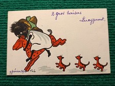 CPA FGL - ENFANT MONTANT UN CHEVAL ET TROIS CHATS - ENFANT NOIR - M.M. VIENNE