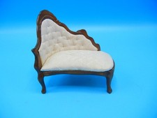 Vintage Dollhouse Concord Miniature Wood Trim Victorian Chaise Settee Brocade