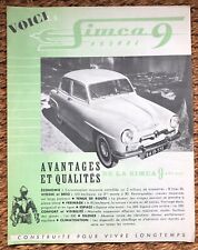brochure 1950s SIMCA 9 ROUND prospect