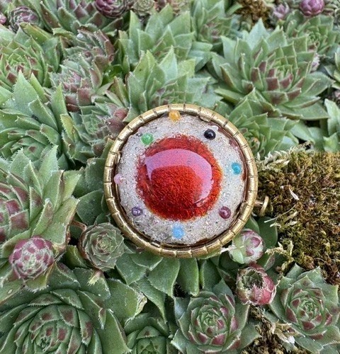 Enamel bijou broche cabochon - bijou,
