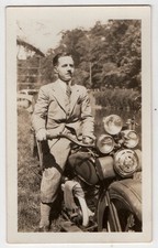 photo  tirage anonyme 1931 Un motard - motocyclette ancienne moto