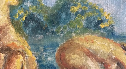 Peinture femme baignade - peinture,