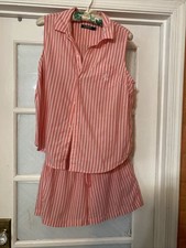 Y2K Lauren Ralph Lauren Sleeveless Shirt And Shorts Set