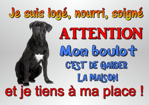 Plaque attention chien cane - plaque, au