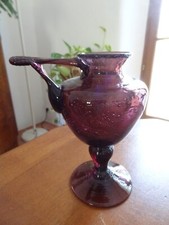 ancienne lampe à huile en verre bullé signée Biot