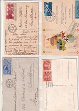 EUROPE SUISSE 5 lettre et 2 CPA 1923/1947 - dont aerien n° 6-et 14 + vignettes