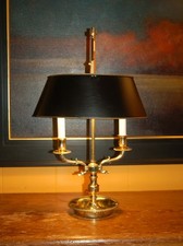 BRASS DOLPHIN BOUILLOTTE Lamp Baroque Oval Metal Shade Neoclassical Black Gold