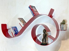 Etagère Forme Escargot - Métal Laqué Rouge - Design 90's - Style RON ARAD