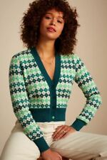 King Louie Veste En Tricot À Motif Géométrique Verte Deep V Clover 07069