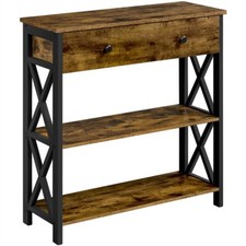 Table Console en Bois et Métal Table d’entrée Industrielle avec Grand Tiroir