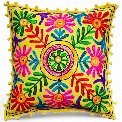 Housse coussin brodée fait - housse,