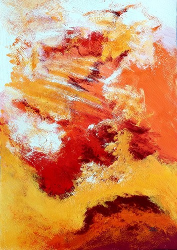 Abstract painting warm colors - warm,