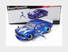 JADA 34389 MAZDA - RX-3 Avec Figurine Power Rangers 1974 - Bleu Blanc - 1/24