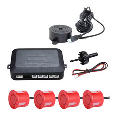 Radar de Recul Voiture – Kit 4 Capteurs + Buzzer Aide Stationnement Rouge