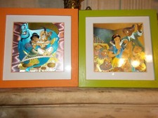 2 CADRES DISNEY BLANCHE NEIGE ET ALLADIN CADRES EN BOIS 20 x 20 A SAISIR