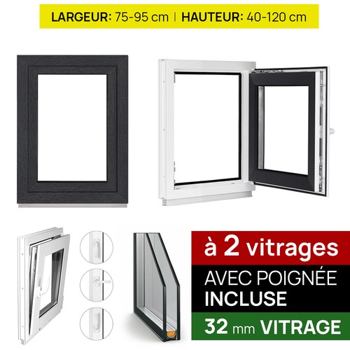 Fenêtre pvc anthracite - anthracite, double