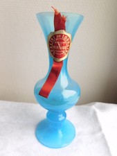 ancien vase en opaline bleu h
